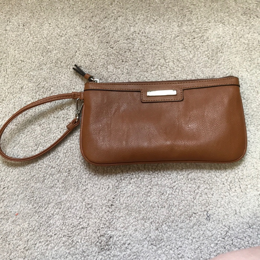 Nine West Brown Leather Wristlet- Price Reduced!